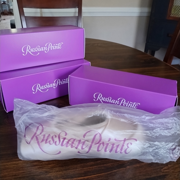 Russian Pointe Muse Pink Pointe Ballet Shoes w/Drawstrings NIB - Picture 2 of 5